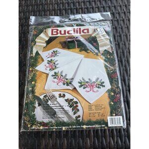 Bucilla Doves & Holly Stamped Embroidery Napkins Kit CS1